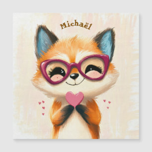 Fox Valentine's Day Heart Badge Kids School
