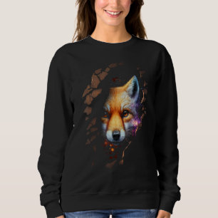 Fox Wall Animal Print Art Animal Lover Fox Sweatshirt