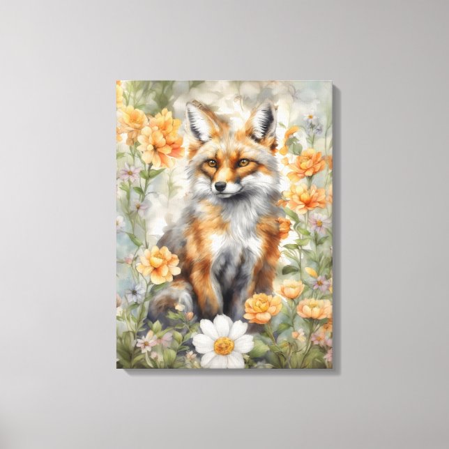 Fox Watercolor Artwork Canvas Print (Front)