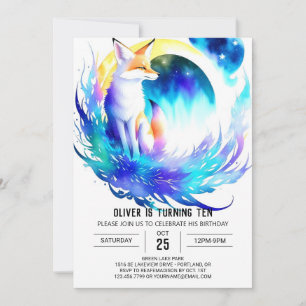 Fox Watercolor Birthday Celebration Invitation