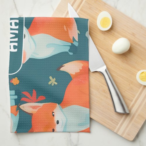 Fox Watercolor Colorful Personalized Pattern Kitchen Towel