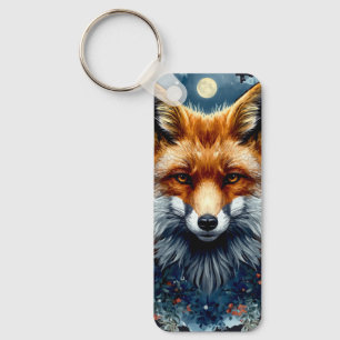 Fox Watercolor Moon Forest Animal Aesthetic Keychain