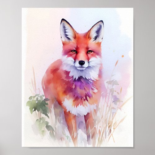 Fox Watercolor Portrait 2 Postcard Poster