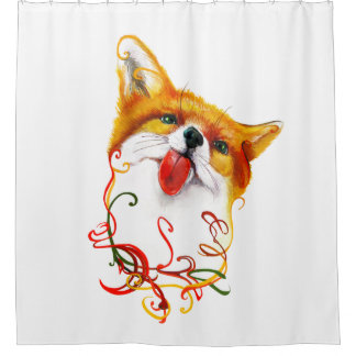 Fox Watercolor Shower Curtain