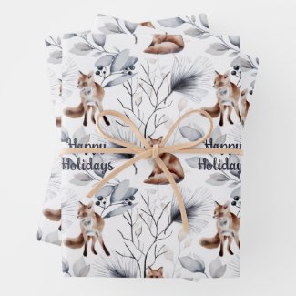 Fox Watercolor Woodland Illustration Christmas 