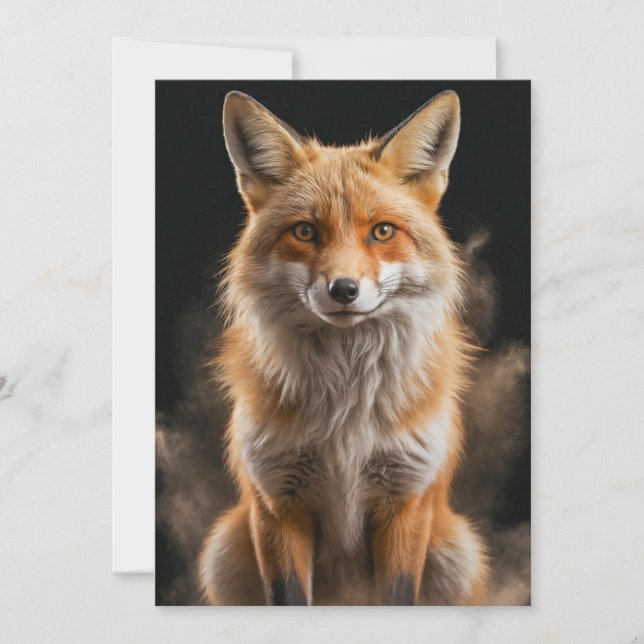 Fox Wild Animal Elegant Dramatic Portrait On Mist Announcement (Front)