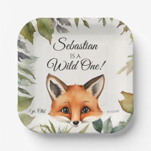 Fox Wild One Woodland Animal Birthday Party Paper Plates