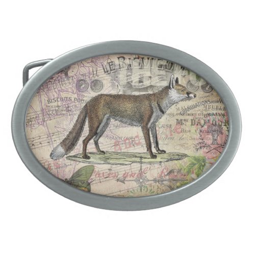 Fox Wildlife Vintage Animal Illustration  Belt Buckle