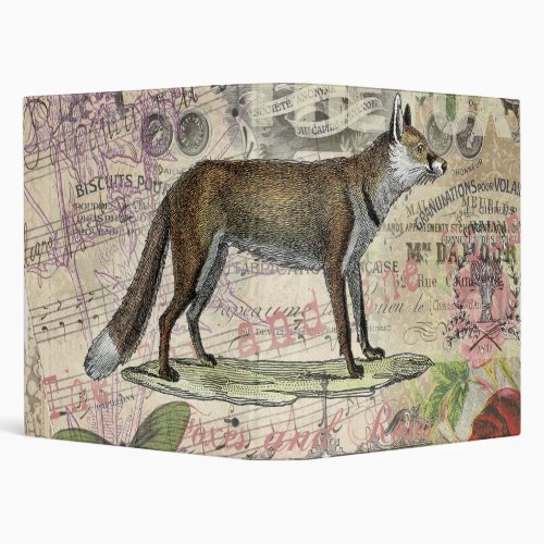 Fox Wildlife Vintage Animal Illustration  Binder