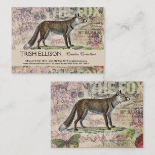 Fox Wildlife Vintage Animal Illustration Business Card