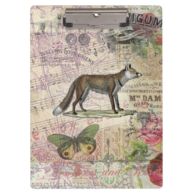Fox Wildlife Vintage Animal Illustration  Clipboard (Front)