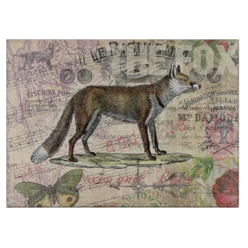 Fox Wildlife Vintage Animal Illustration  Cutting Board