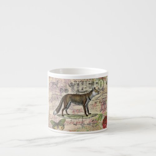 Fox Wildlife Vintage Animal Illustration  Espresso Cup