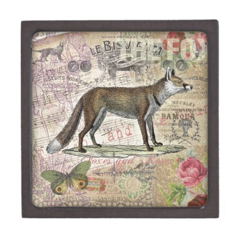 Fox Wildlife Vintage Animal Illustration  Gift Box