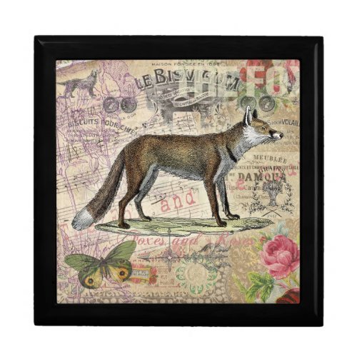 Fox Wildlife Vintage Animal Illustration  Jewelry Box