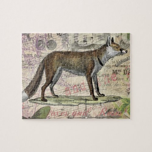 Fox Wildlife Vintage Animal Illustration  Jigsaw Puzzle