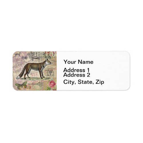 Fox Wildlife Vintage Animal Illustration  Label