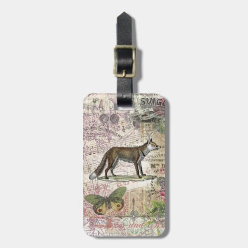 Fox Wildlife Vintage Animal Illustration  Luggage Tag