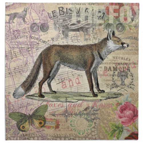 Fox Wildlife Vintage Animal Illustration  Napkin