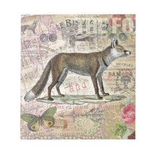 Fox Wildlife Vintage Animal Illustration Notepad
