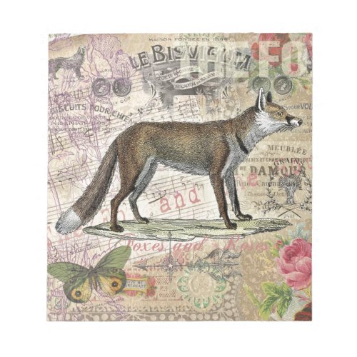 Fox Wildlife Vintage Animal Illustration  Notepad