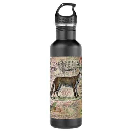 Fox Wildlife Vintage Animal Illustration  Stainless Steel Water Bottle