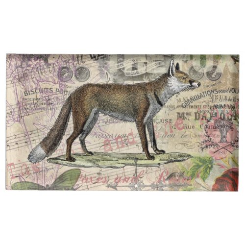 Fox Wildlife Vintage Animal Illustration  Table Card Holder