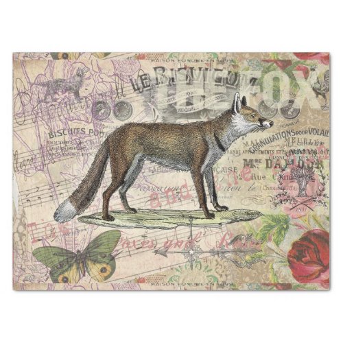 Fox Wildlife Vintage Animal Illustration  Tissue Paper