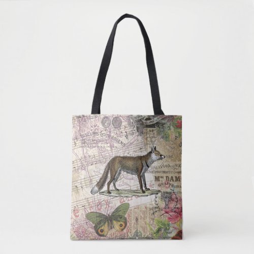 Fox Wildlife Vintage Animal Illustration  Tote Bag