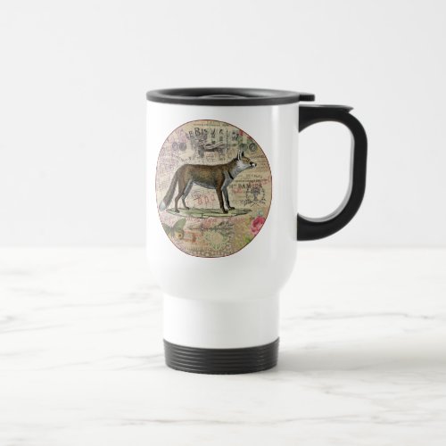 Fox Wildlife Vintage Animal Illustration  Travel Mug