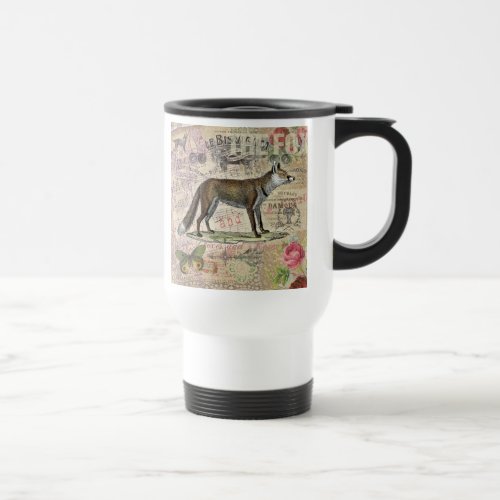 Fox Wildlife Vintage Animal Illustration  Travel Mug