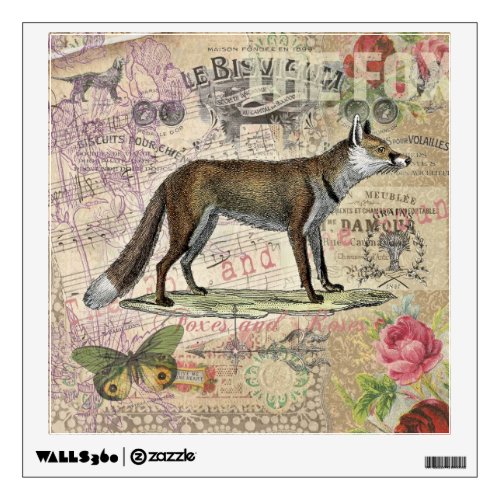 Fox Wildlife Vintage Animal Illustration  Wall Sticker