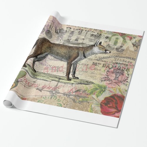 Fox Wildlife Vintage Animal Illustration  Wrapping Paper