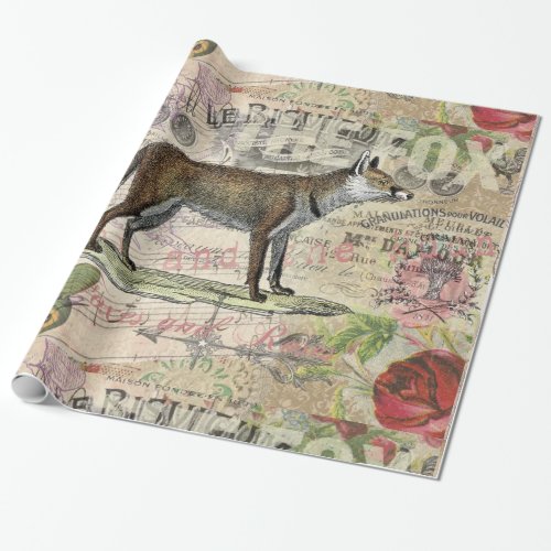 Fox Wildlife Vintage Animal Illustration  Wrapping Paper