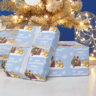 Fox Winter Baby Shower It’s Cold Outside Gift Wrapping Paper