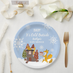 Fox Winter Baby Shower It’s Cold Outside Paper Plates