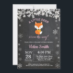 Fox Winter Girl Baby Shower Chalkboard Invitaiton Invitation<br><div class="desc">Fox Winter Girl Baby Shower Invitation. White Snowflake. Girl Baby Shower Invitation. Winter Holiday Baby Shower Invite. Chalkboard Background. Black and White. For further customization,  please click the "Customize it" button and use our design tool to modify this template.</div>
