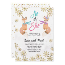 Fox Winter Gold gender reveal invitation