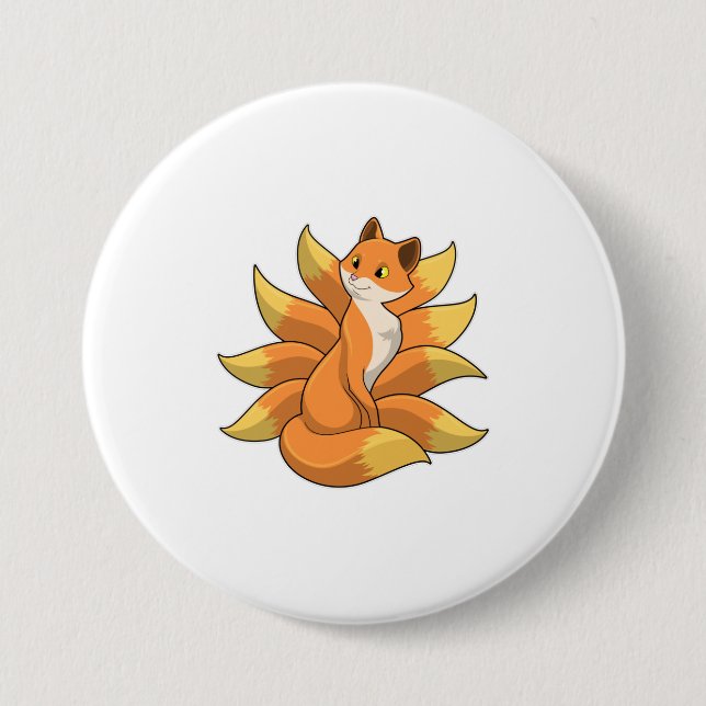 Fox with 9 Fox tails Button (Front)
