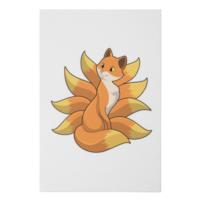 Fox with 9 Fox tails Faux Canvas Print (Front)