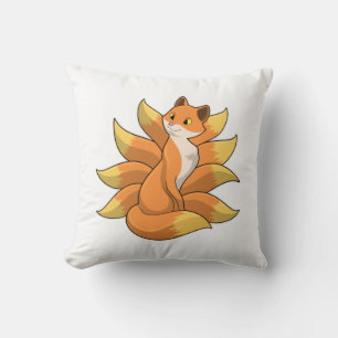 Fox with 9 Fox tails Throw Pillow