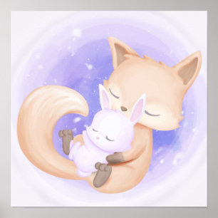 Fox With A Bunny  Poster