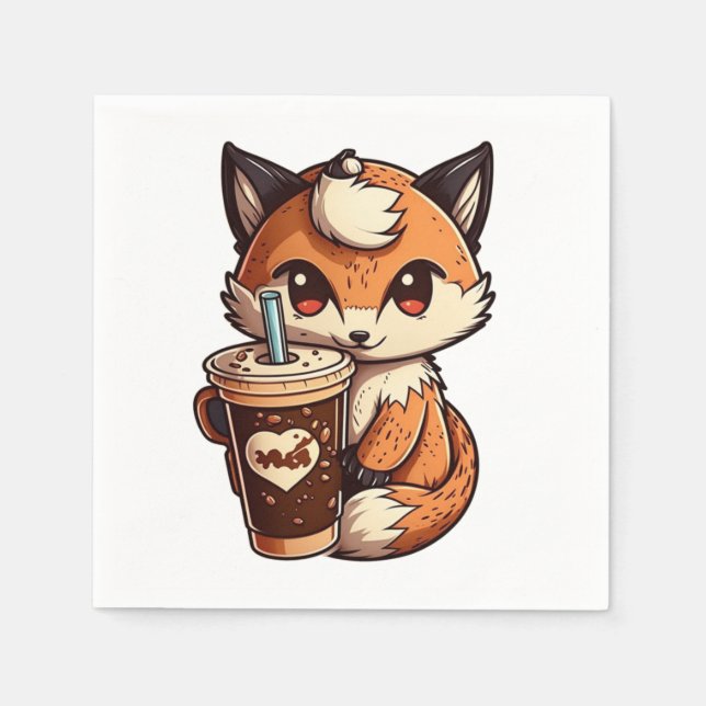 Fox with a cup napkins (Front)