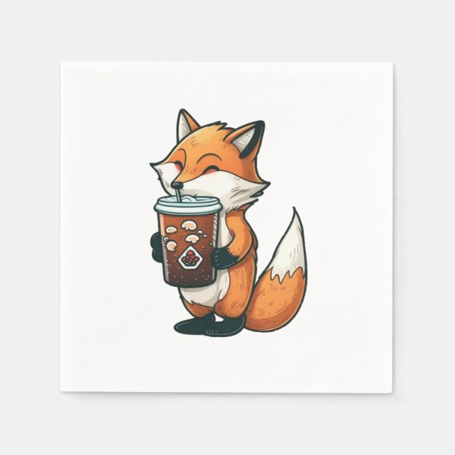 Fox with a cup napkins (Front)