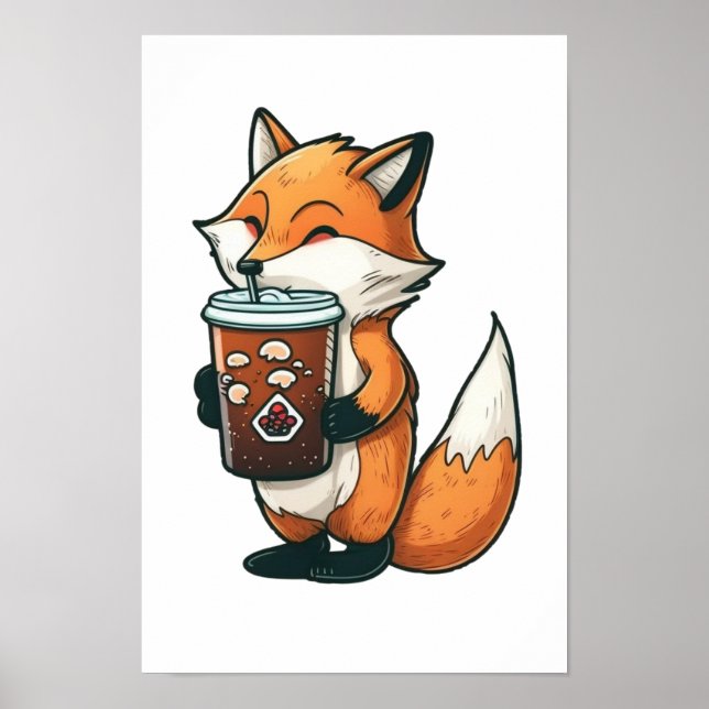 Fox with a cup poster (Front)