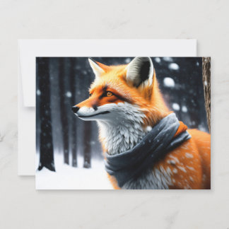 Fox with a scarf in Winter Postcard