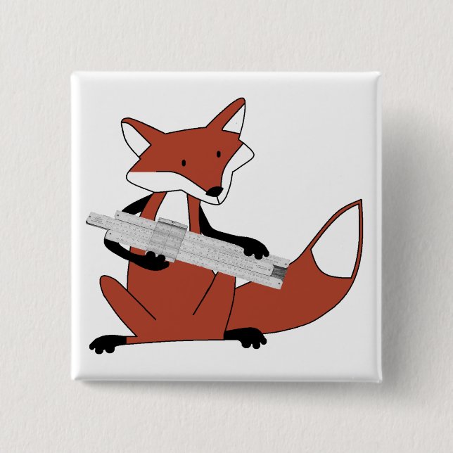 Fox with a Slide Rule Button (Front)