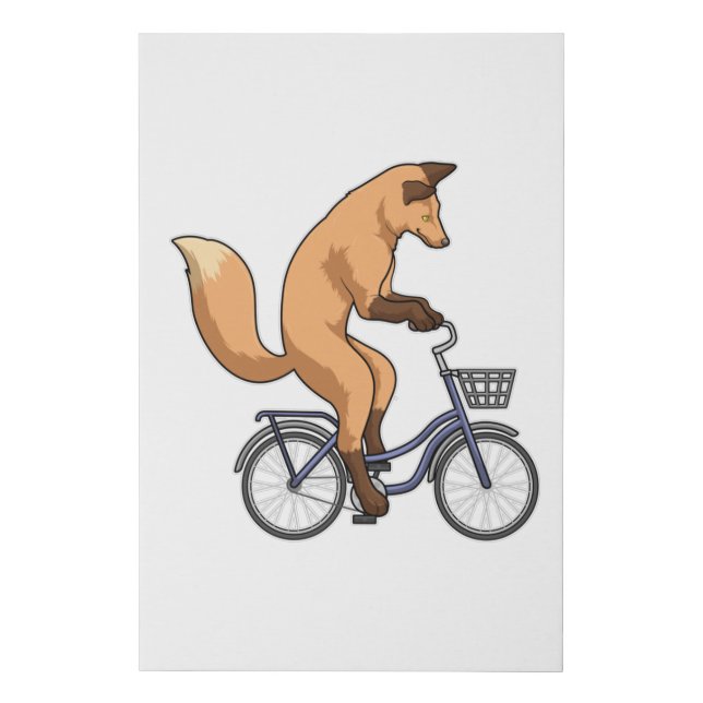 Fox with Bicycle Faux Canvas Print (Front)