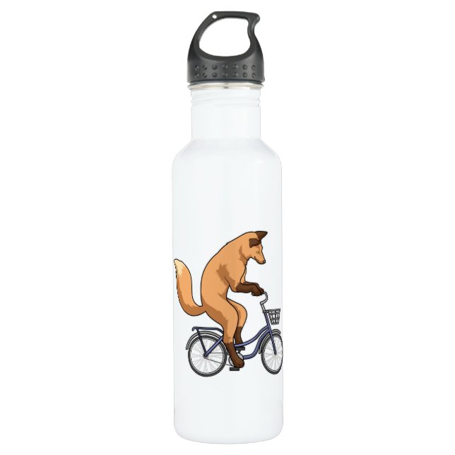 Fox with Bicycle Stainless Steel Water Bottle (Front)