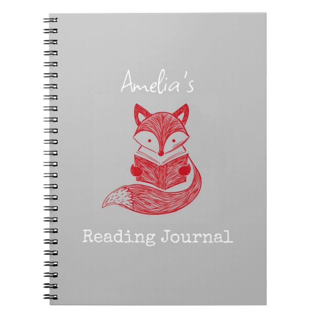 Fox with Book Personalized Reading Notebook (Front)